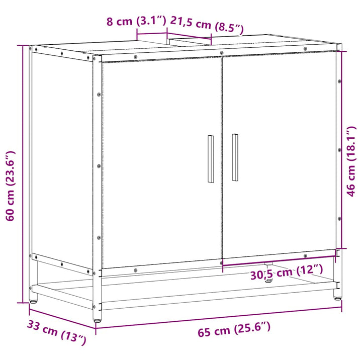 Waschbeckenunterschrank 65X33X60 Cm Holzwerkstoff