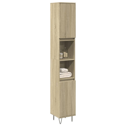 Badschrank Sonoma-Eiche 30X30X190 Cm Holzwerkstoff