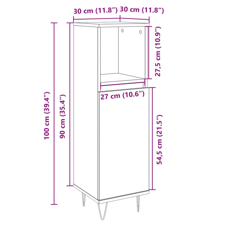 Badschrank Sonoma-Eiche 30X30X100 Cm Holzwerkstoff