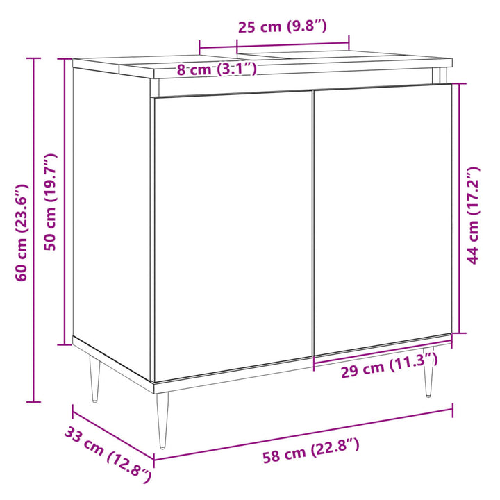 Badschrank Sonoma-Eiche 58X33X60 Cm Holzwerkstoff