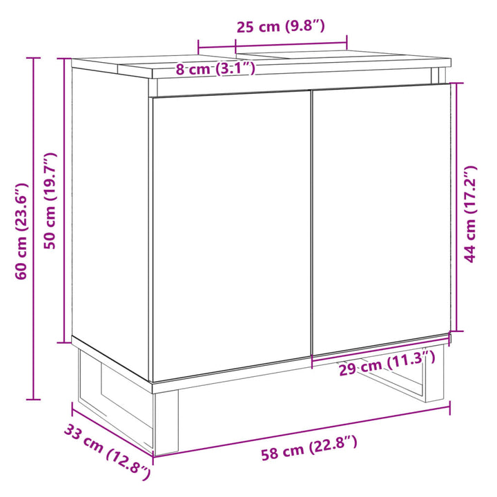 Badschrank Sonoma-Eiche 58X33X60 Cm Holzwerkstoff Taupe