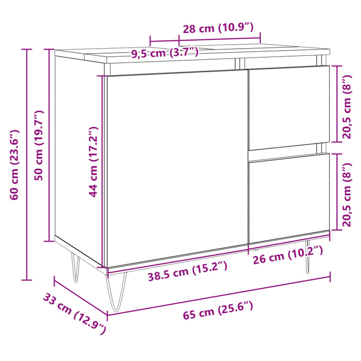 Badschrank Sonoma-Eiche 65X33X60 Cm Holzwerkstoff