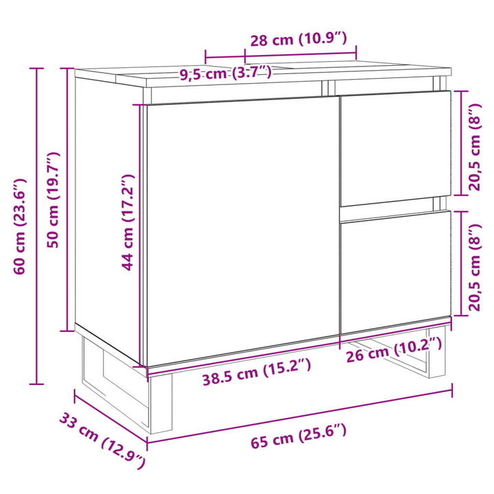 Badschrank Sonoma-Eiche 65X33X60 Cm Holzwerkstoff