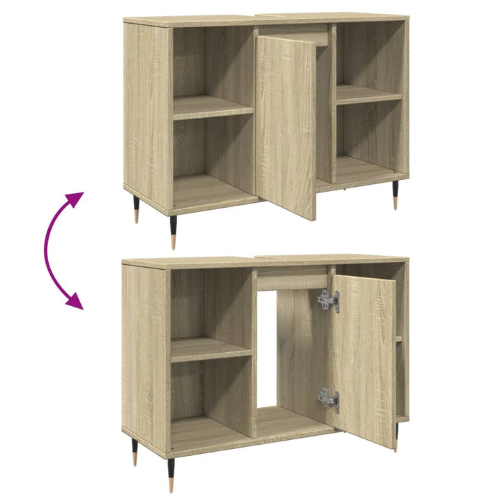 Badschrank Sonoma-Eiche 80X33X60 Cm Holzwerkstoff