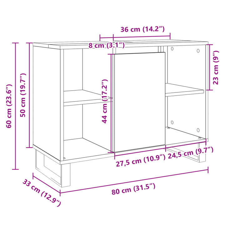 Badschrank Sonoma-Eiche 80X33X60 Cm Holzwerkstoff