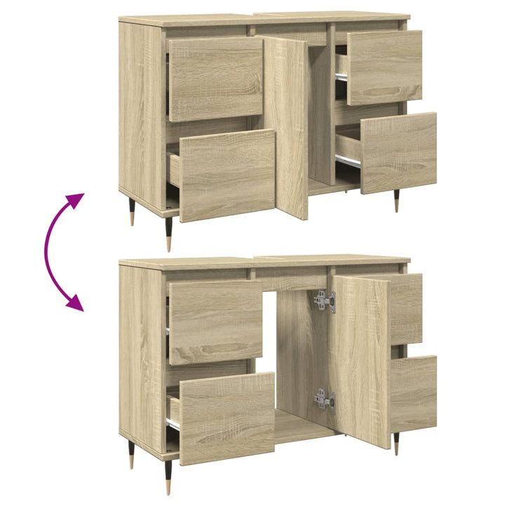 Badschrank Sonoma-Eiche 80X33X60 Cm Holzwerkstoff