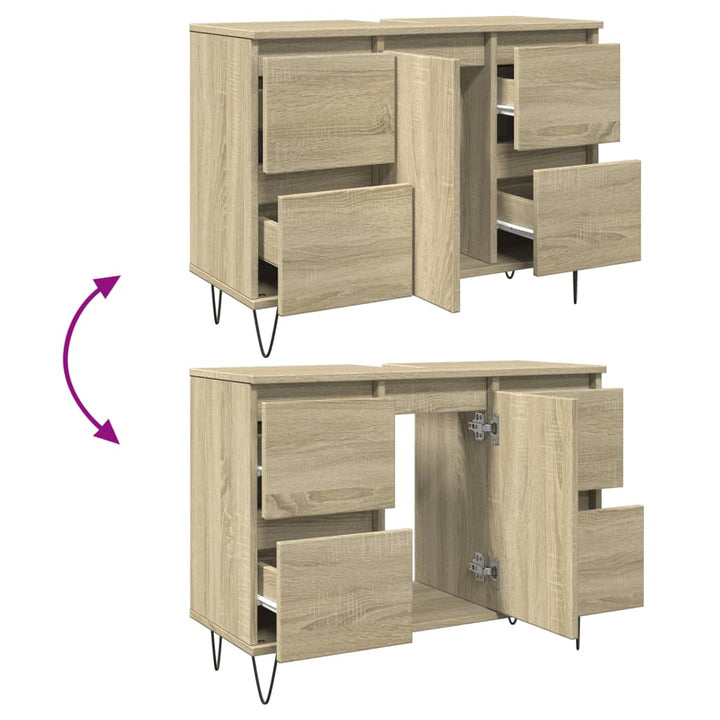 Badschrank Sonoma-Eiche 80X33X60 Cm Holzwerkstoff