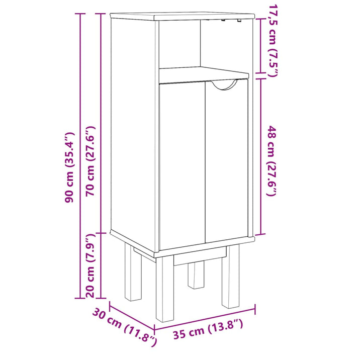 Badschrank Otta 35X30X90 Cm Massivholz Kiefer