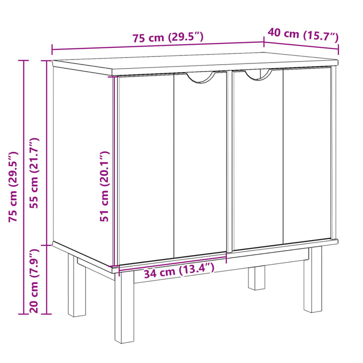 Flurschrank Otta 75X40X75 Cm Massivholz Kiefer