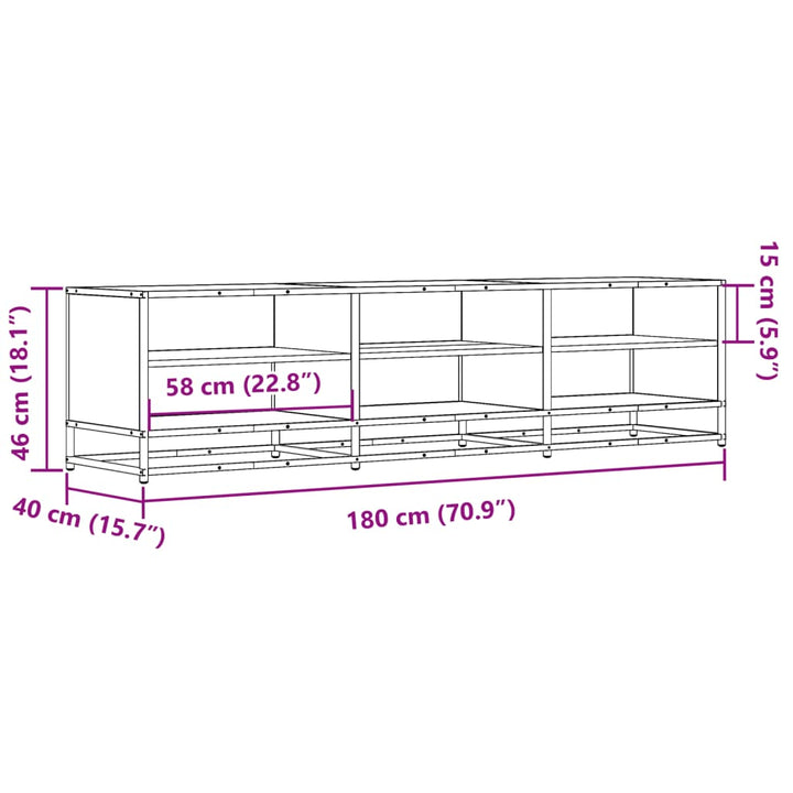 Tv-Schrank Braun Eichen-Optik 180X40X46 Cm Holzwerkstoff