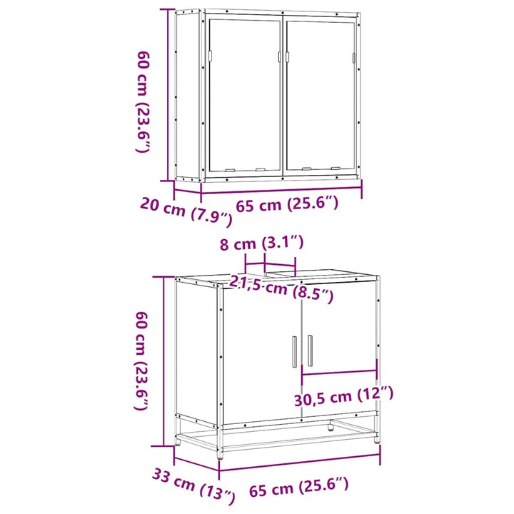 2-Tlg. Badmöbel-Set Holzwerkstoff