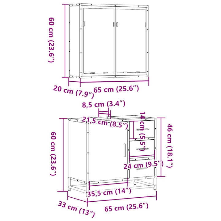 2-Tlg. Badmöbel-Set Holzwerkstoff