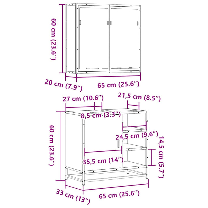 2-Tlg. Badmöbel-Set Holzwerkstoff