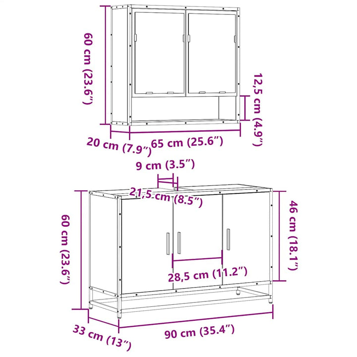 2-Tlg. Badmöbel-Set Holzwerkstoff