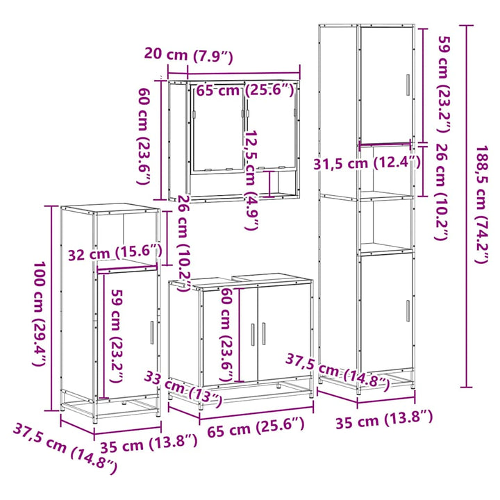 4-Tlg. Badmöbel-Set Holzwerkstoff