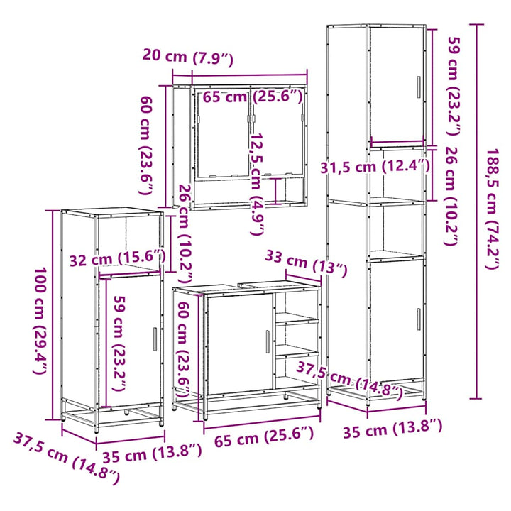 4-Tlg. Badmöbel-Set Holzwerkstoff