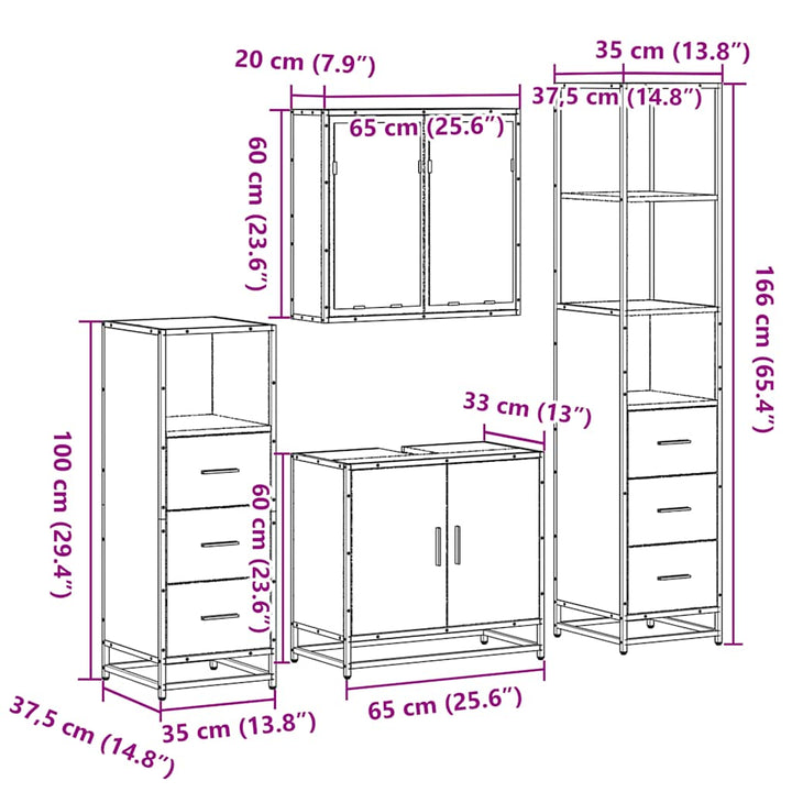 4-Tlg. Badmöbel-Set Holzwerkstoff