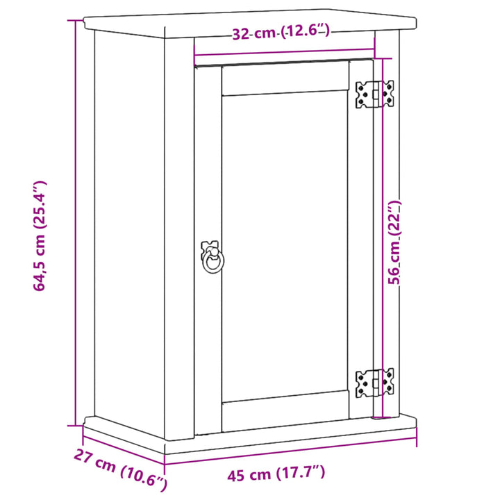 Bad-Wandschrank Corona 45X27X64,5 Cm Massivholz Kiefer