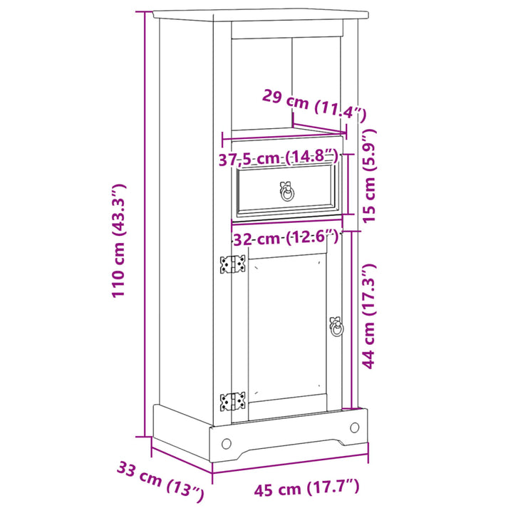 Badschrank Corona 45X33X110 Cm Massivholz Kiefer Sonoma Eiche