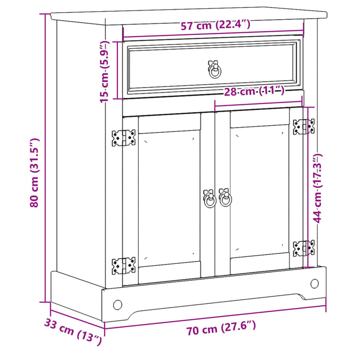 Badschrank Corona 70X33X80 Cm Massivholz Kiefer Rosa