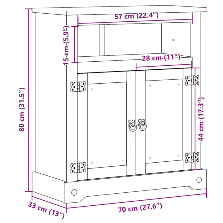 Badschrank Corona 70X33X80 Cm Massivholz Kiefer Blau