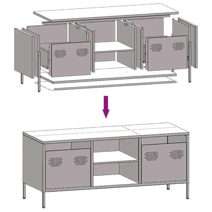 Tv-Schrank 101,5X39X43,5 Cm Kaltgewalzter Stahl