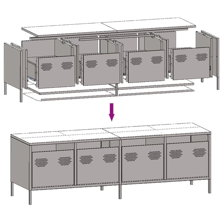 Tv-Schrank 135X39X43,5 Cm Kaltgewalzter Stahl