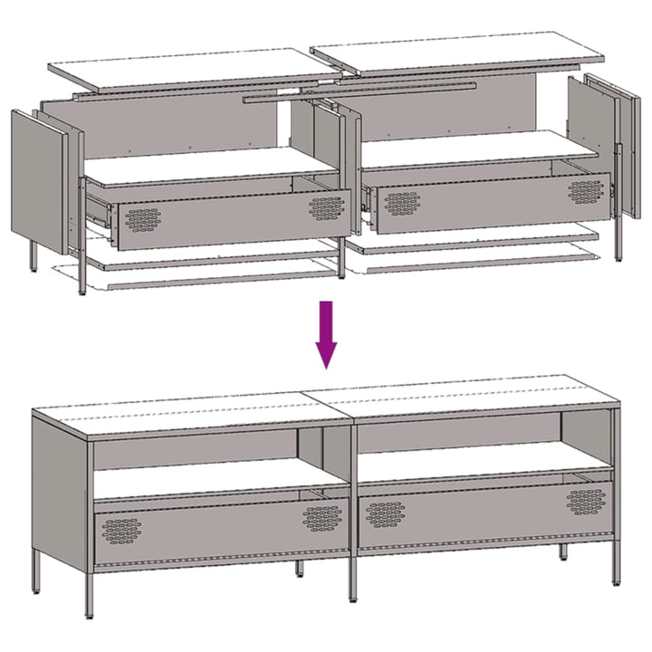 Tv-Schrank 135X39X43,5 Cm Kaltgewalzter Stahl