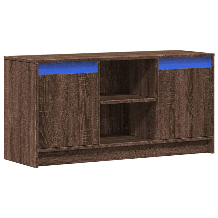 Tv-Schrank Mit Led-Beleuchtung Braun Eichen-Optik 100X34X50 Cm