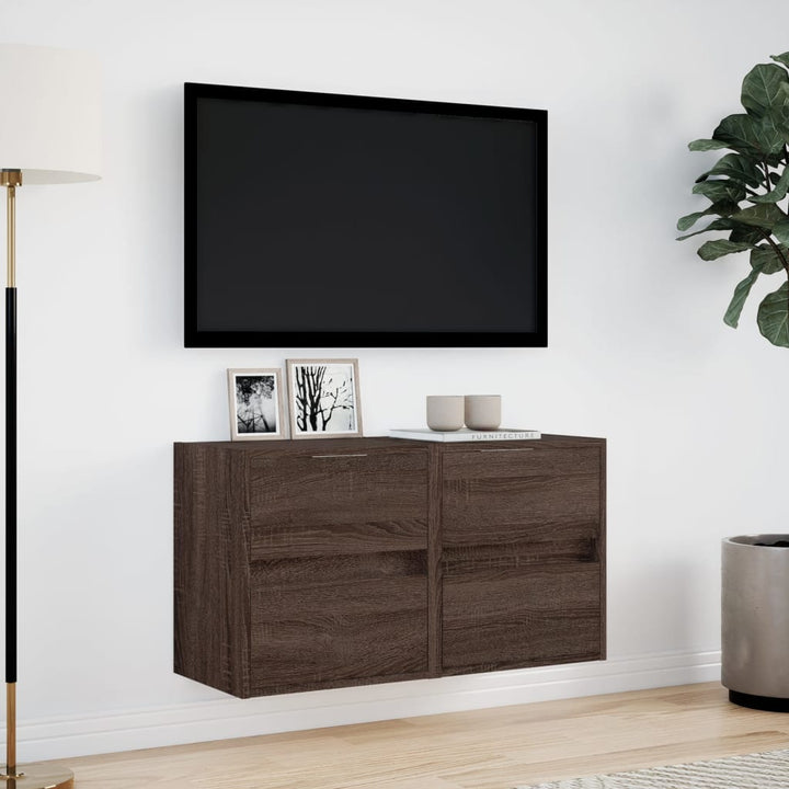 Tv-Wandschränke Led-Beleuchtung 2 Stk. Eichen-Optik 41X31X45 Cm