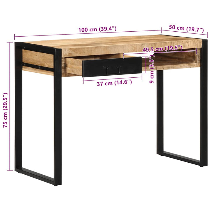 Schreibtisch 100X50X75 Cm Raues Massivholz Mango