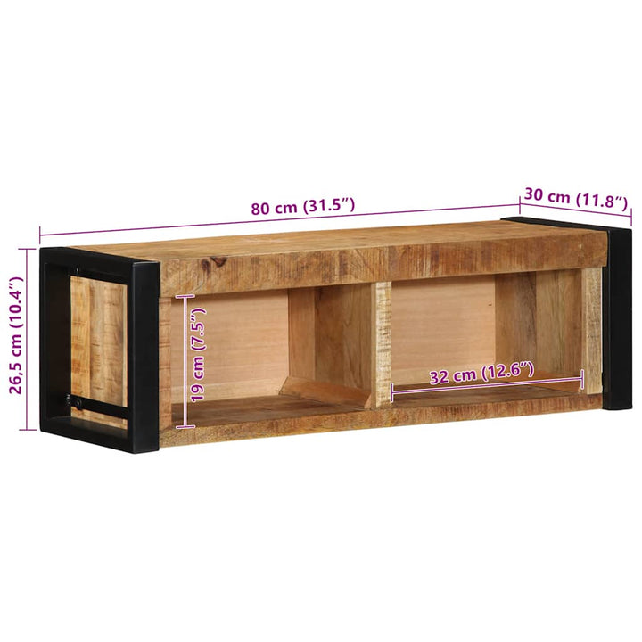 Tv-Schrank 80X30X25 Cm Raues Massivholz Mango