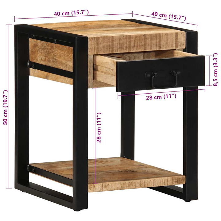 Beistelltisch 40X40X50 Cm Raues Massivholz Mango