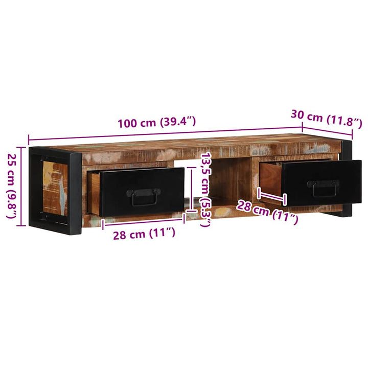 Tv-Schrank 100X30X25 Cm Massivholz Altholz