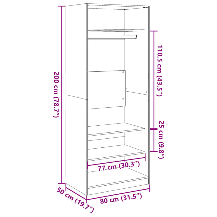 Kleiderschrank -Optik Holzwerkstoff Altholz