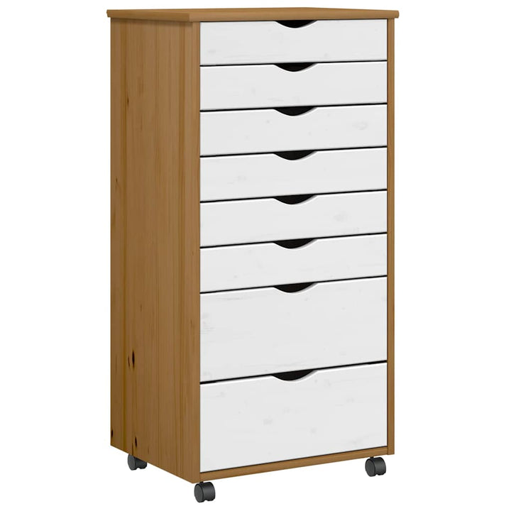 Rollschrank Mit Schubladen Moss Massivholz Kiefer