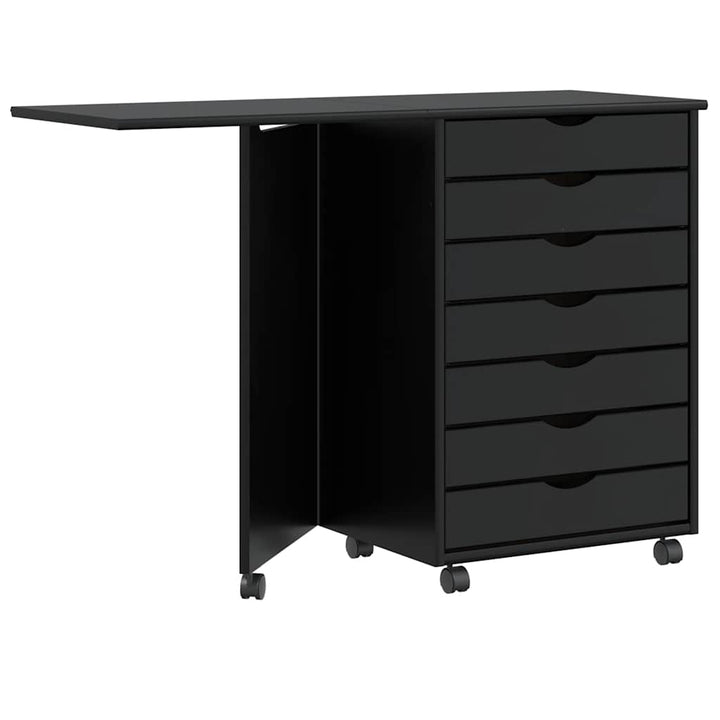 Rollschrank Mit Schreibtisch Moss Massivholz Kiefer