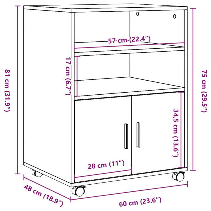 Rollschrank 60X48X81 Cm Holzwerkstoff