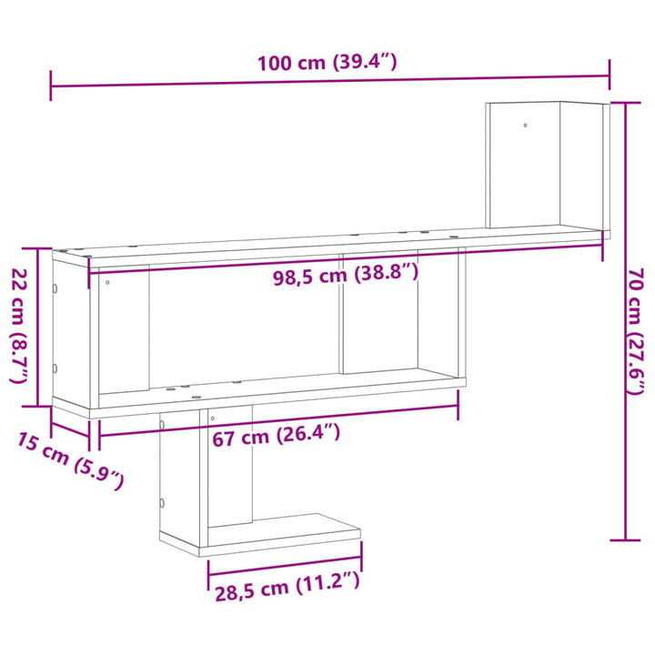 Wandregal 100X15X70 Cm Holzwerkstoff