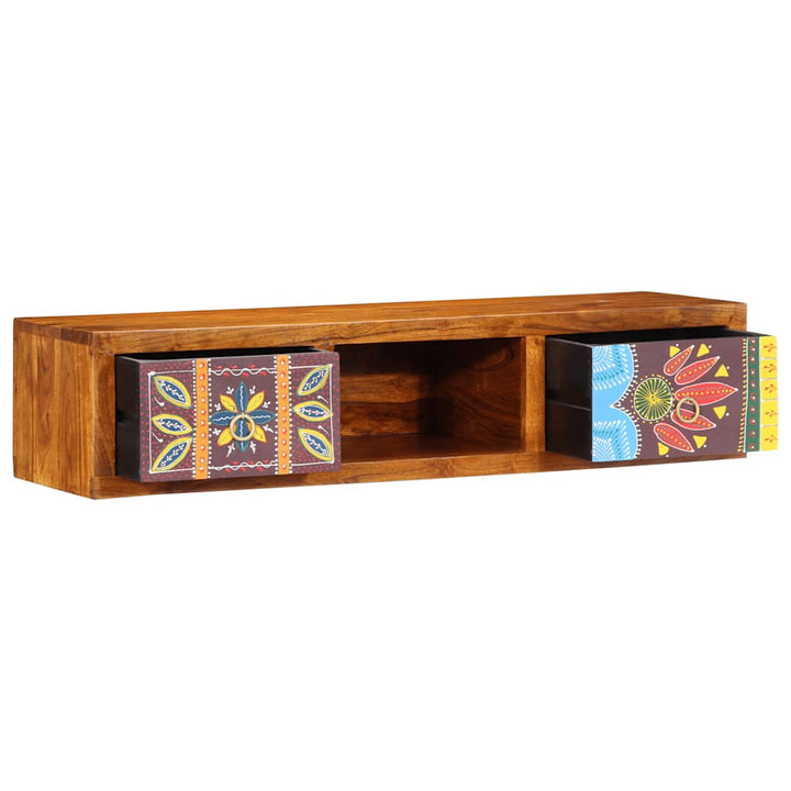 Tv-Wandschrank Mehrfarbig 100X30X22 Cm Massivholz Akazie