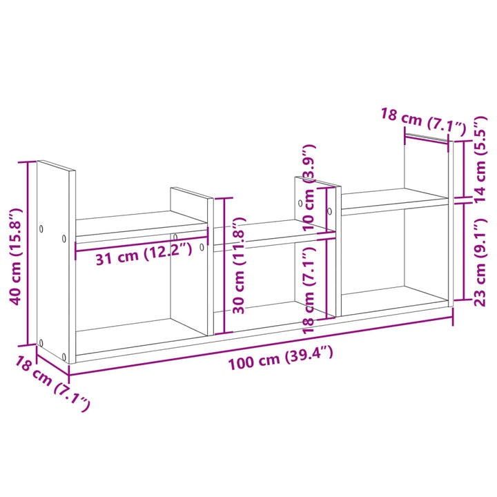 Wandschrank 100X18X40 Cm Braun Eichen-Optik Holzwerkstoff