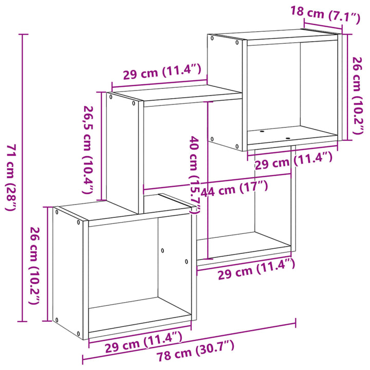 Wandschrank 78X18X71 Cm Holzwerkstoff