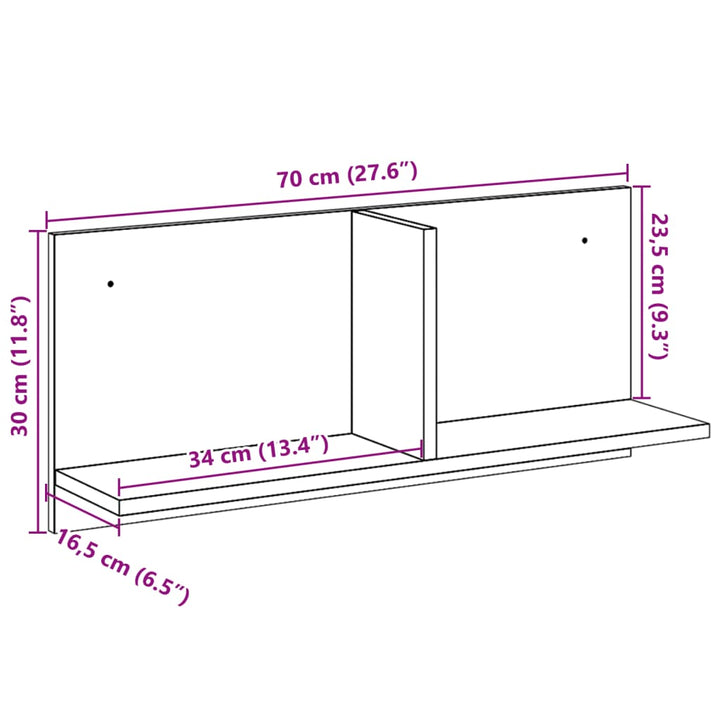 Wandschrank 70X16,5X30 Cm Holzwerkstoff