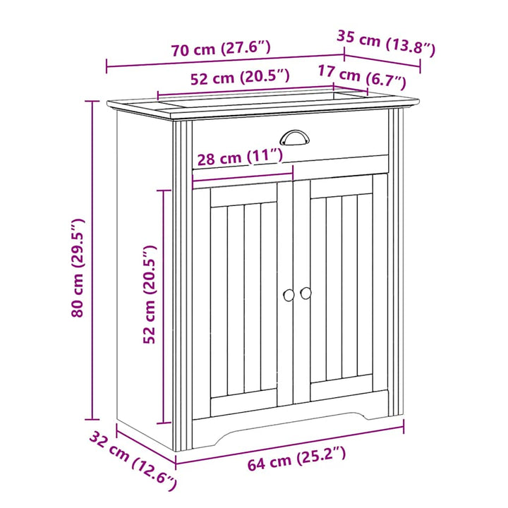 Waschbeckenunterschrank Bodo 70X35X80 Cm