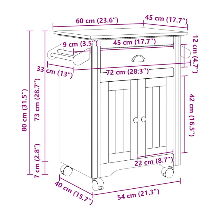 Küchenwagen Bodo 72X45X80 Cm