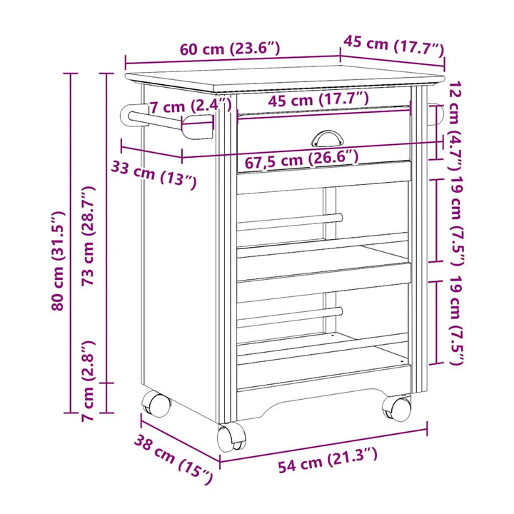 Küchenwagen Bodo 67,5X45X80 Cm