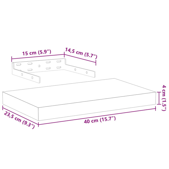 Schweberegale 4 Stk. 40X23,5X4 Cm Holzwerkstoff