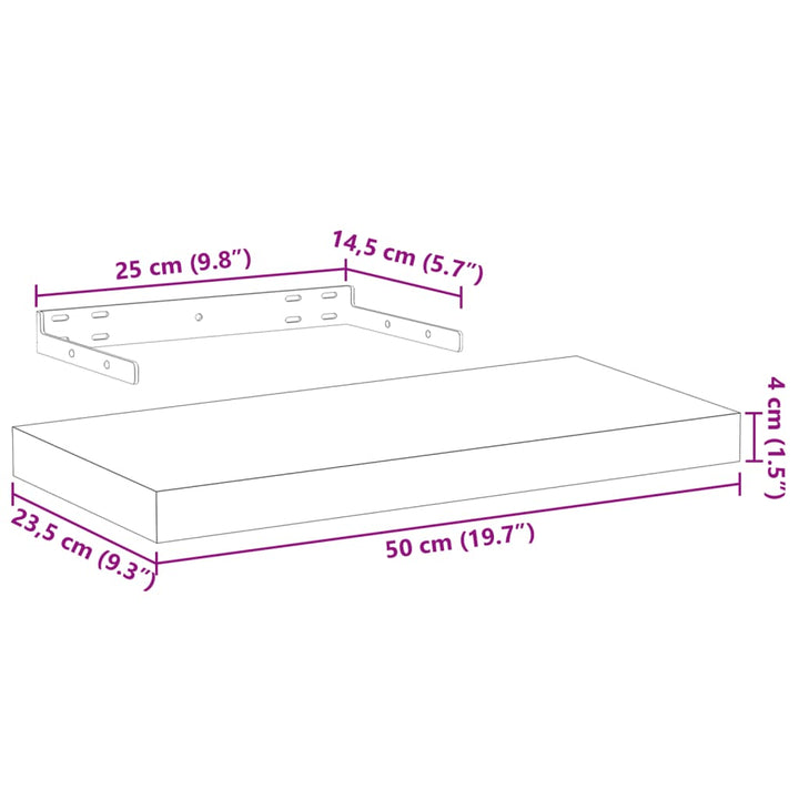 Schweberegale 2 Stk. 50X23,5X4 Cm Holzwerkstoff