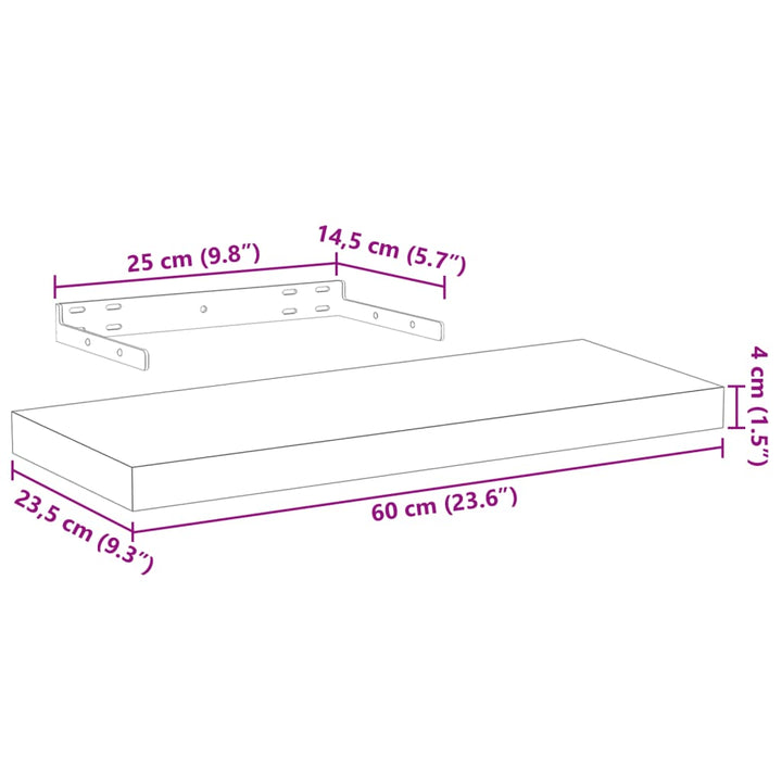 Schweberegale 4 Stk. 60X23,5X4 Cm Holzwerkstoff