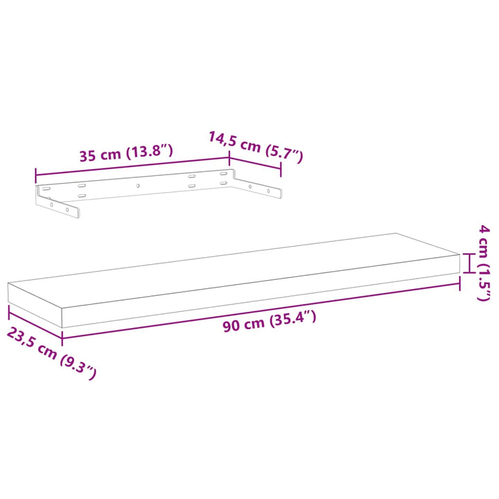 Schweberegale 2 Stk. 90X23,5X4 Cm Holzwerkstoff